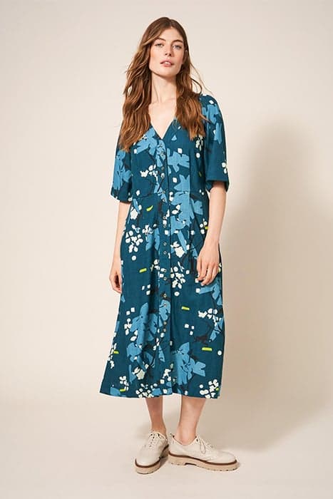 MADELINE ECO VERO JERSEY DRESS TEAL MULTI by White Stuff