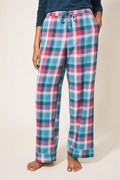 NINA ORGANIC CHECK PJ BOTTOM TEAL MULTI by White Stuff