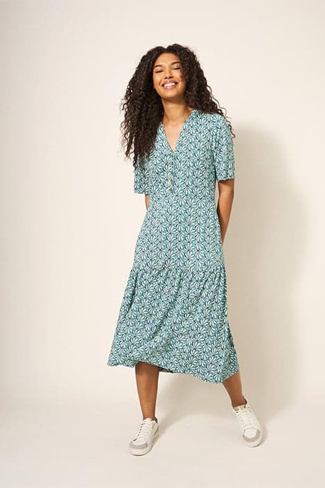 SABINA JERSEY DRESS TEAL PRINT by White Stuff