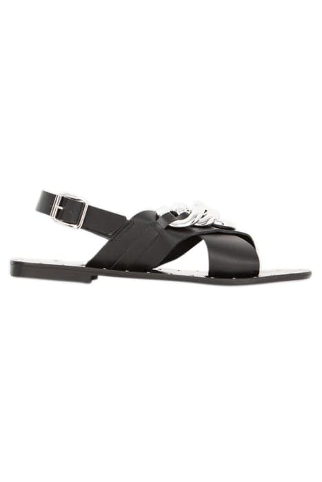 BLACK FLAT SANDALS WITH XL METAL CHAIN DECOR BLACK by IKKS