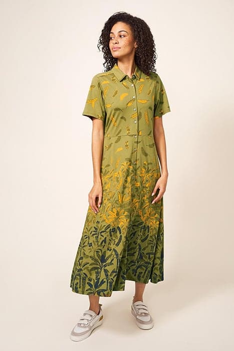 RUA JERSEY SHIRT DRESS GREEN MULTI by White Stuff