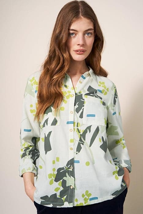 SOPHIE ORGANIC COTTON SHIRT IVORY PRINT by White Stuff