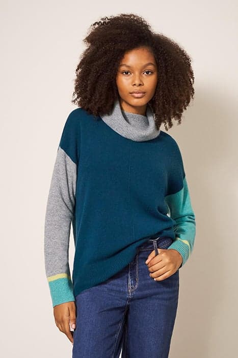 CALLIE H NECK CASHMERE JUMPER NAVY MULTI by White Stuff