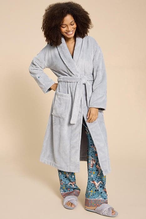 CLOVER COSY DRESSING GOWN LIGHT GREY by White Stuff