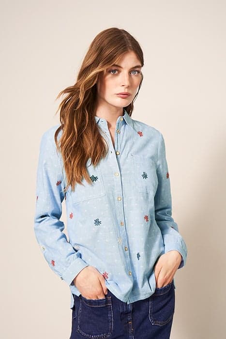 SOPHIE EMBROIDERED SHIRT BLUE MULTI by White Stuff