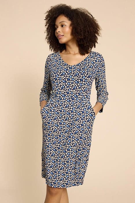 TALLIE ECO VERO JERSEY DRESS BLUE PRINT by White Stuff