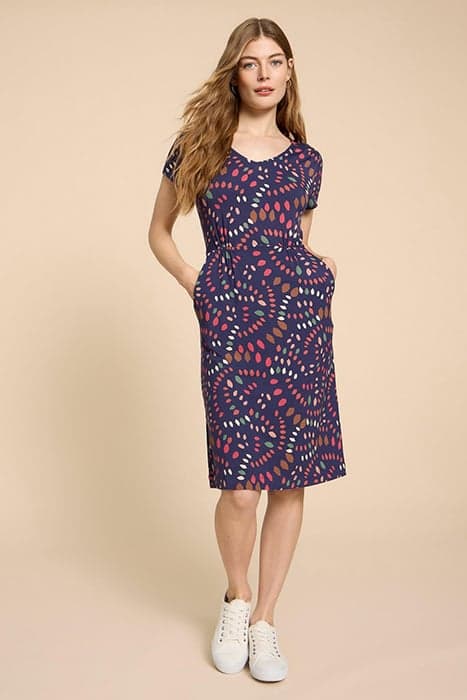 TALLIE ECO VERO JERSEY DRESS NAVY PRINT by White Stuff