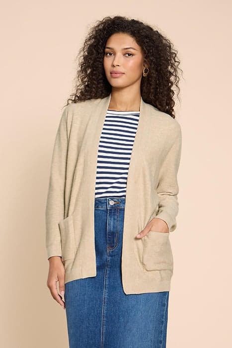 CARLA LONGLINE CARDIGAN LIGHT NATURAL by White Stuff