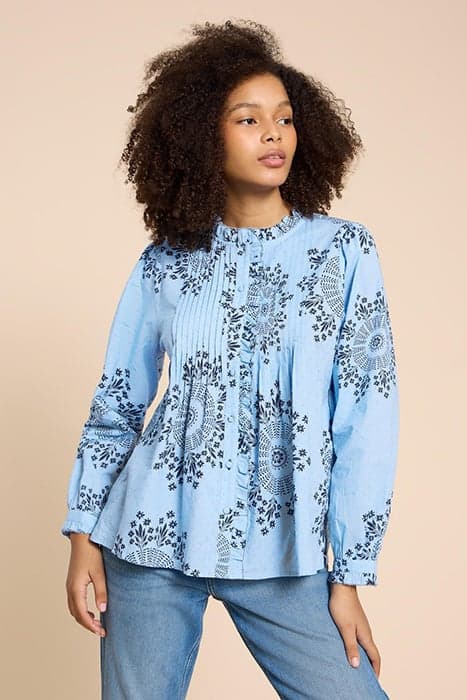 FIA FRILL NECK TOP BLUE PRINT by White Stuff