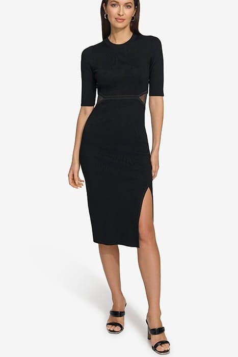 S/S MESH CUT OUT SWT BLACK by DKNY