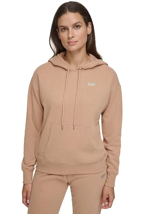 METALLIC LOGO HOODIE PRALINE by DKNY