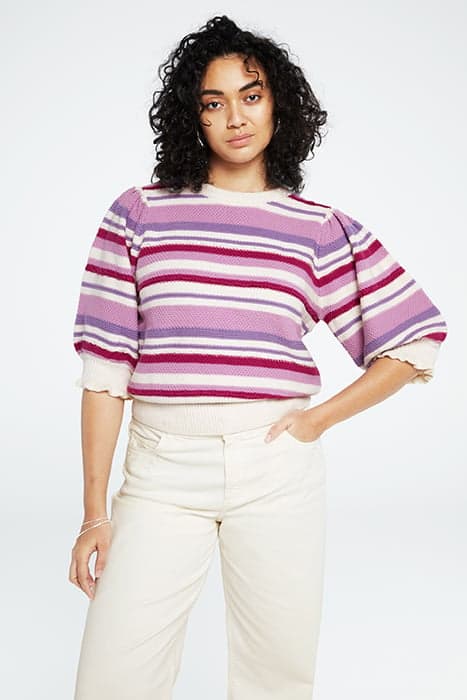 ROBERTA STRIPE PULLOVER CREAM WHITE/VIOLET by Fabienne Chapot