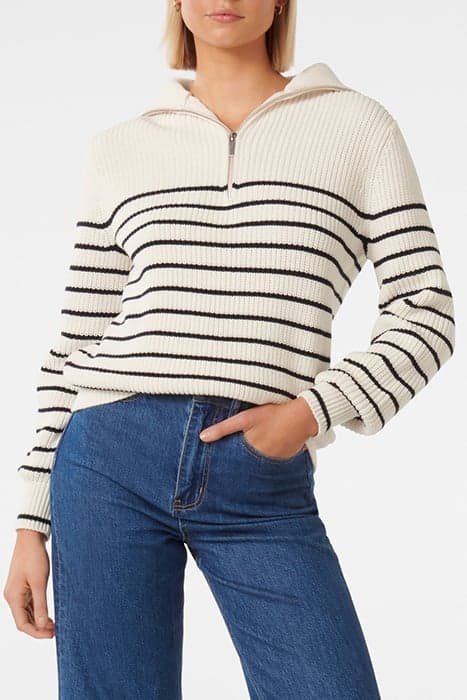 DANIELLE QUARTER ZIP KNIT JUMPER CREAM by Forever New