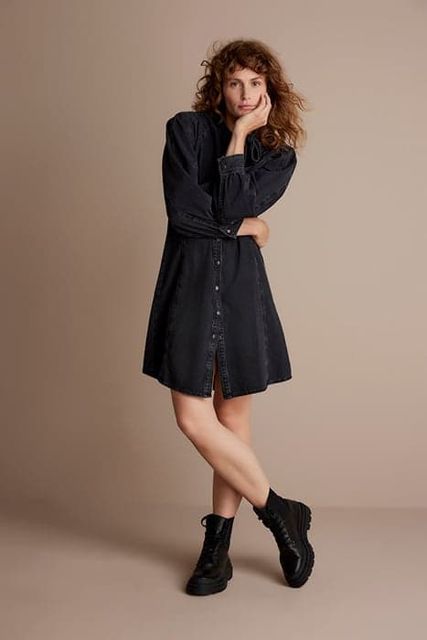 DENIM BOW DRESS MARITAS LIGHT WEIGHT DENIM BLACK DENIM by Summum Woman