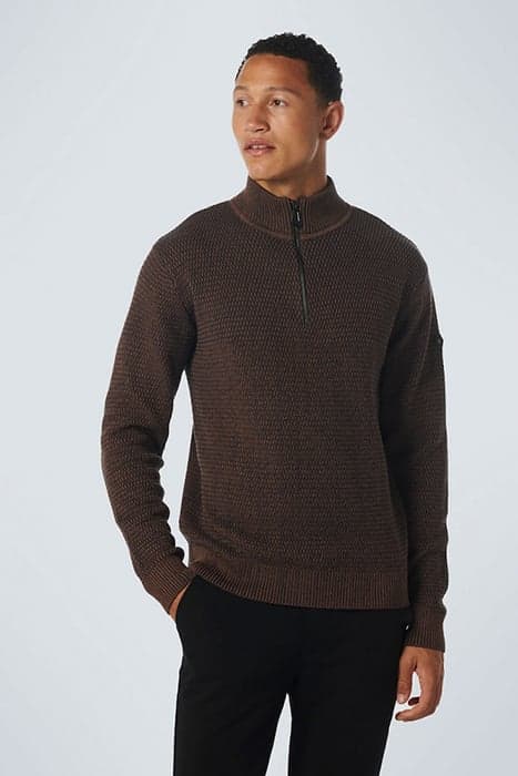 PULLOVER HALF ZIPPER 2 COLOURED MELANGE BROWN by No Excess