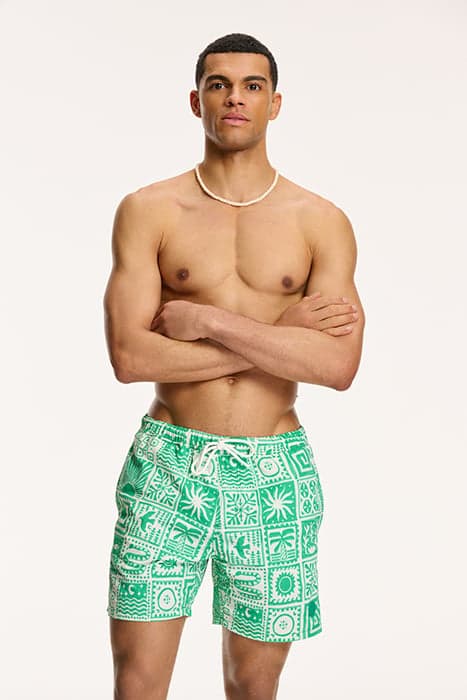 MEN SWIM SHORTS NICK TILE EMERALD GREEN by Shiwi