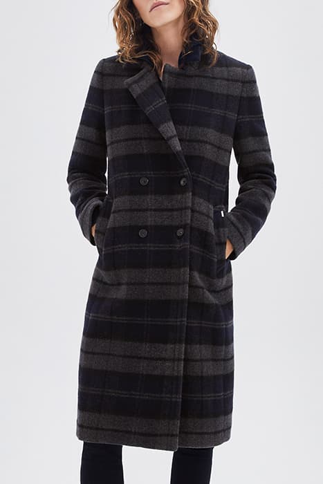 GREY CHECK LONG COAT by IKKS