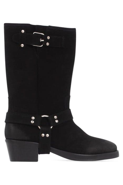 BLACK SUEDE BIKER-STYLE BOOTS by IKKS