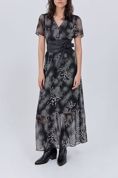 BLACK LONG DRESS WITH ECRU DANDY FLOWER PRINT by IKKS