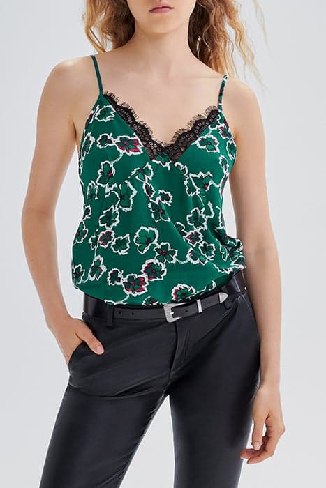 GREEN XL FLORAL PRINT LINGERIE-STYLE TOP by IKKS