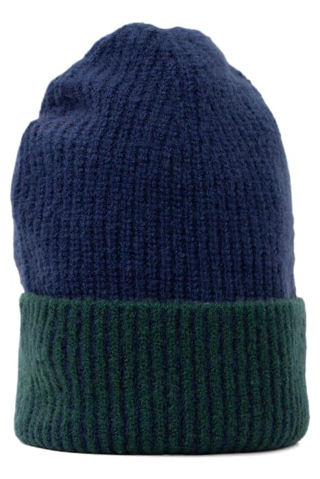 ROYAL BLUE AND IMPERIAL GREEN TWO-SIDED BEANIE by ICODE