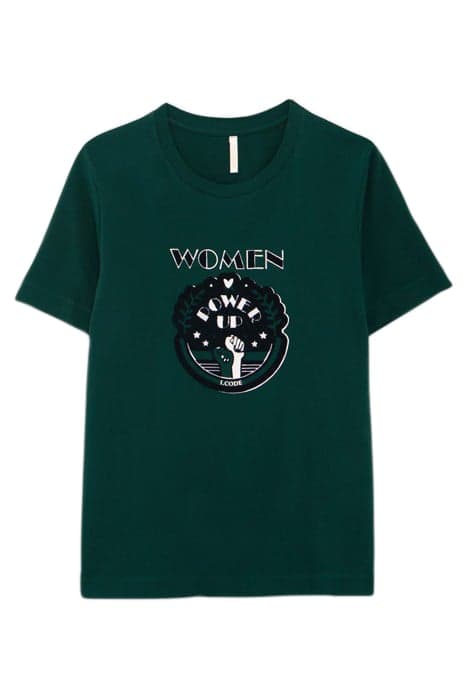 IMPERIAL GREEN INTERLOCK T-SHIRT WITH FLOCKED IMAGE by ICODE