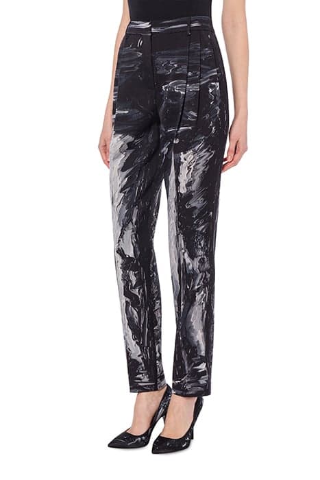 PAINTING WOOL SATIN TROUSERS BLACK by Moschino