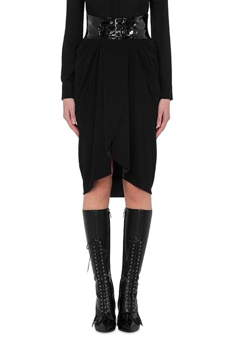 BONDAGE BUCKLE ORGANZA SKIRT BLACK by Moschino