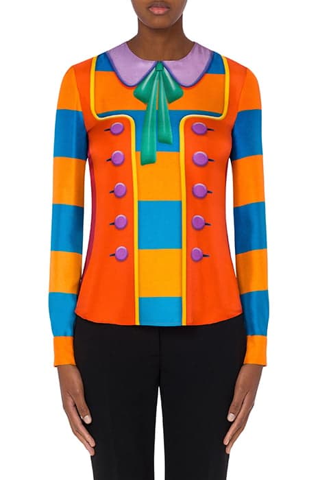 TROMPE L'ŒIL SILK TWILL SHIRT MULTICOLOR by Moschino