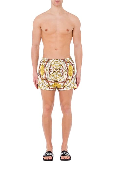 MILITARY TEDDY SCARF SWIM SHORTS WHITE by Moschino