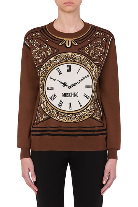 BAROQUE FURNISHINGS WOOL SWEATER BROWN by Moschino