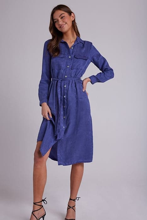 PATCH POCKET MIDI SHIRT DRESS GREYSTONE PURPLE by Bella Dahl