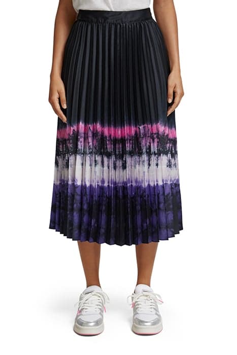 PRINTED PLEATED HIGH RISE MIDI SKIRT DIP DYE STRIPE by Scotch & Soda