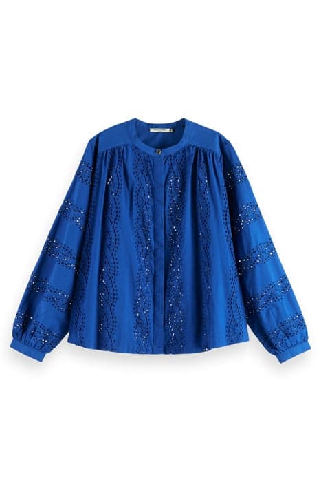 SHIRT WITH BROIDERIE ANGLAISE ELECTRIC BLUE by Scotch & Soda