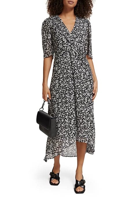 MIDI DRESS WITH DRAPED KNOT DETAIL ANCHOR FLORAL by Scotch & Soda