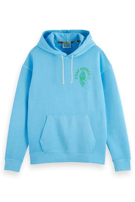 GARMENT-DYED ARTWORK HOODIE BLUE LAGOON by Scotch & Soda