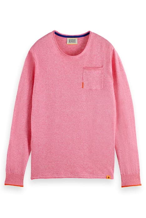 LINEN COTTON BLEND CREW NECK TROPICAL PINK by Scotch & Soda