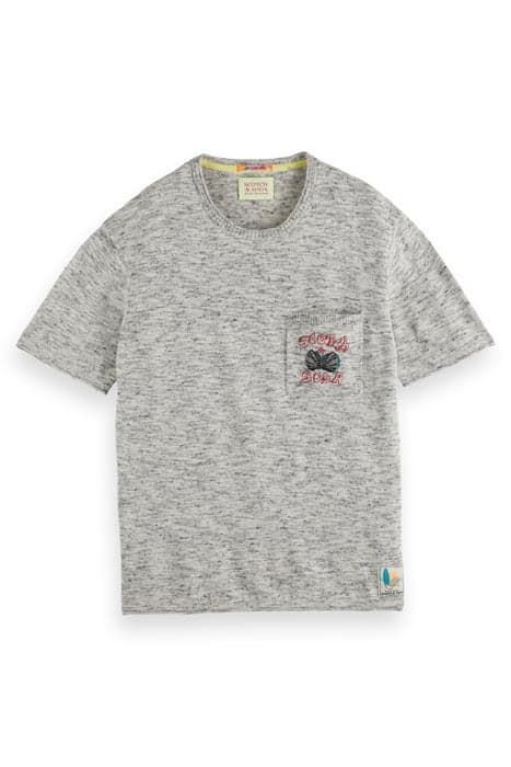 SHORT-SLEEVED KNITTED TEE GREY MELANGE by Scotch & Soda