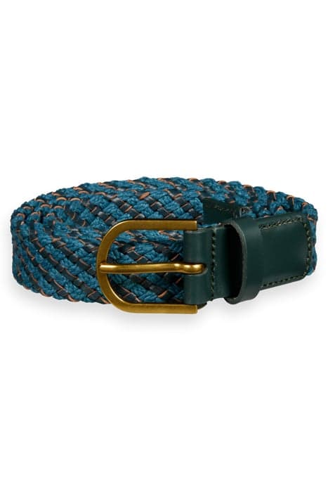 BRAIDED LEATHER AND CORD BELT HARBOUR TEAL by Scotch & Soda