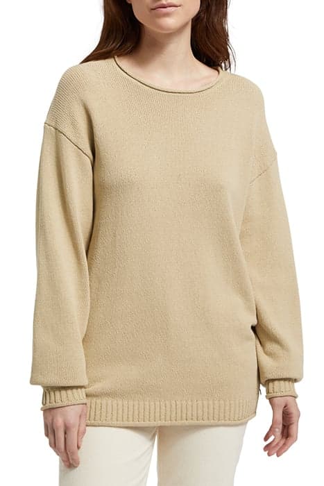 PULLOVER WITH ROLLED EDGES PEBBLE by Scotch & Soda