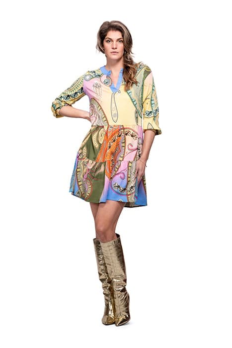 DRESS SAN RAFAEL SHORT PAISLEY RAINBOW MULTICOLOR by Mucho Gusto