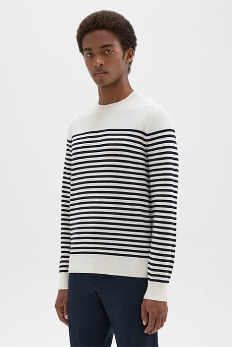 STRIPED CREWNECK SWEATER IN MERINO WOOL WHITE MULTI by THEORY