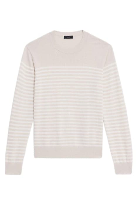 STRIPED CREWNECK SWEATER IN MERINO WOOL SAND MULTI by THEORY