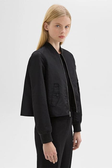 A-LINE FLIGHT JACKET IN RECYCLED NYLON BLACK by THEORY