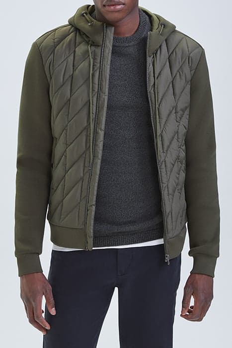 KHAKI MIXED-FABRIC QUILTED LIGHT PADDED JACKET KHAKI by IKKS