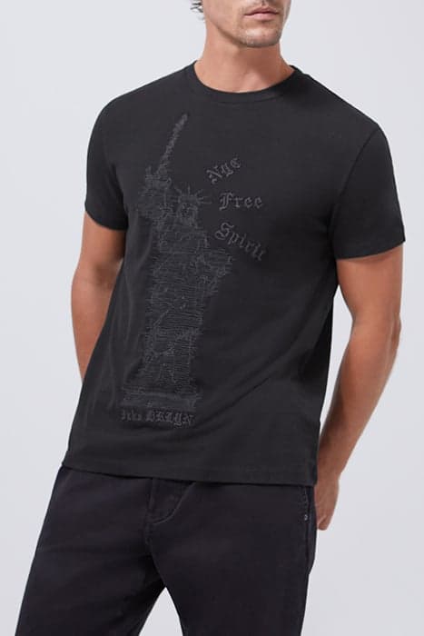 BLACK T-SHIRT, EMBROIDERED STATUE OF LIBERTY BLACK by IKKS