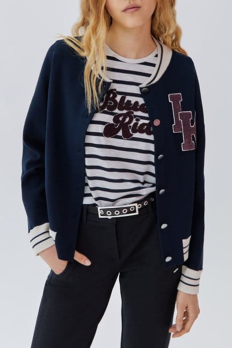 NAVY KNIT BOMBER-STYLE CARDIGAN NAVY by IKKS