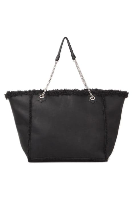 BLACK REVERSIBLE OVERSIZED FURRY TOTE BAG BLACK by IKKS