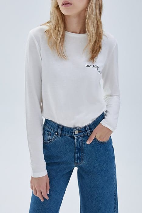 WHITE T-SHIRT WITH EMBROIDERED SLOGAN OFF-WHITE by IKKS