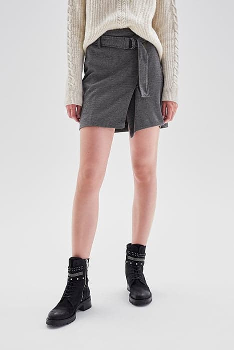 GREY SEMI-PLAIN WRAP SHORT SKIRT GREY by IKKS